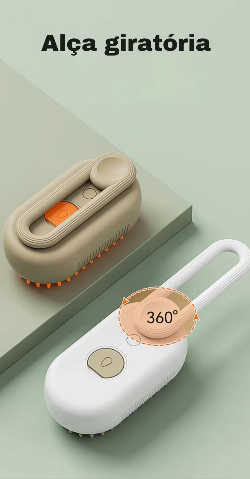 Escova Elétrica 3 em 1 para Pets – Vapor, Massagem e Remoção de Pelos