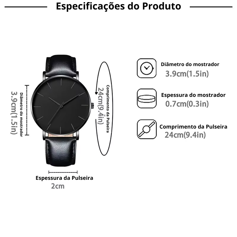 Black Squad – Kit Relógio & Pulseiras Premium 5 em 1