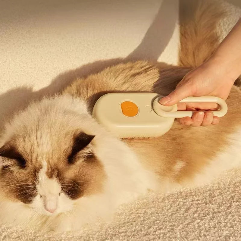 Escova Elétrica 3 em 1 para Pets – Vapor, Massagem e Remoção de Pelos