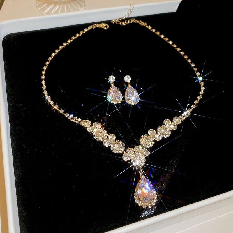 Luxe Duo – Colar & Brincos Diamante Premium