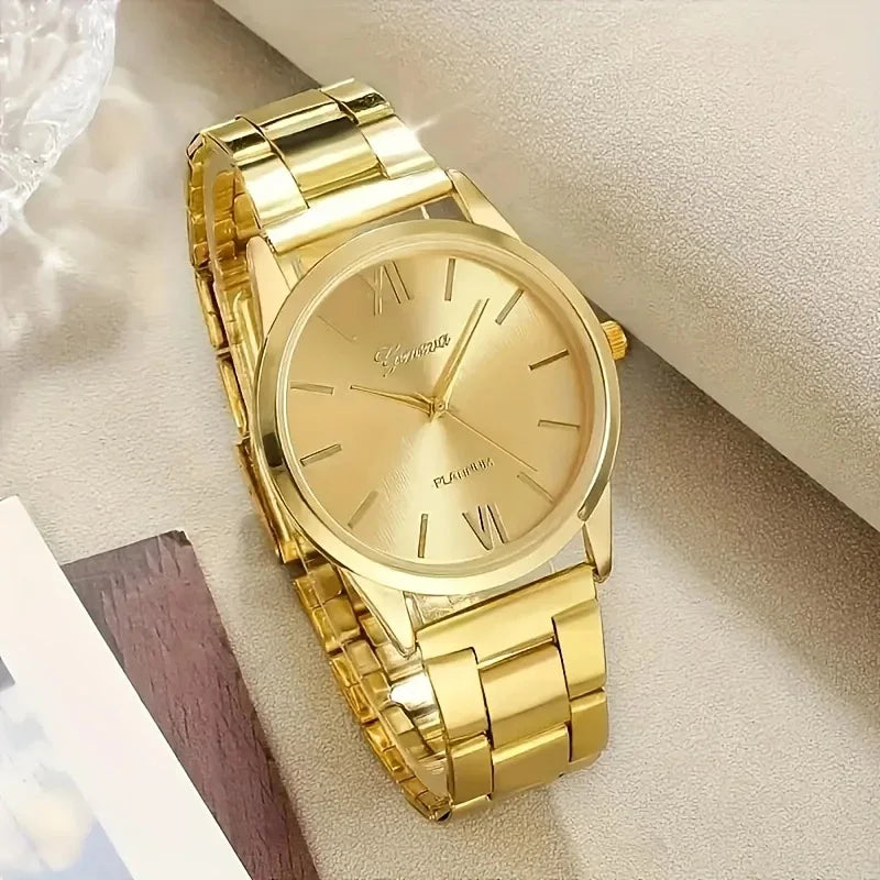 Golden Aura – Relógio & Pulseiras Deluxe