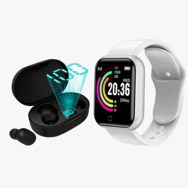 PowerFit Kit™ – Smartwatch D20 + Fones Bluetooth 5.