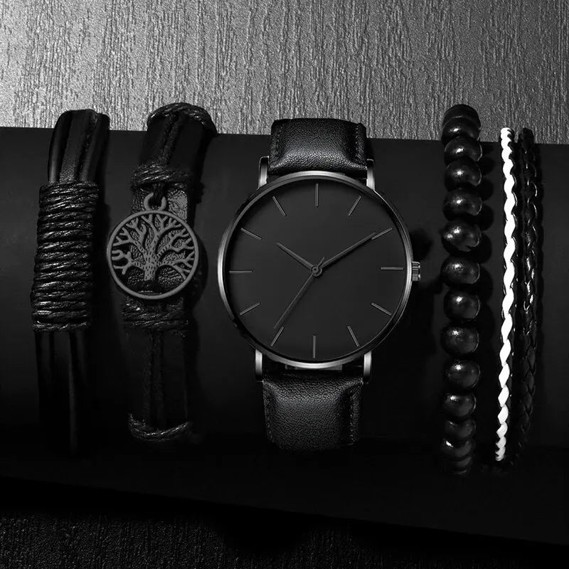 Black Squad – Kit Relógio & Pulseiras Premium 5 em 1