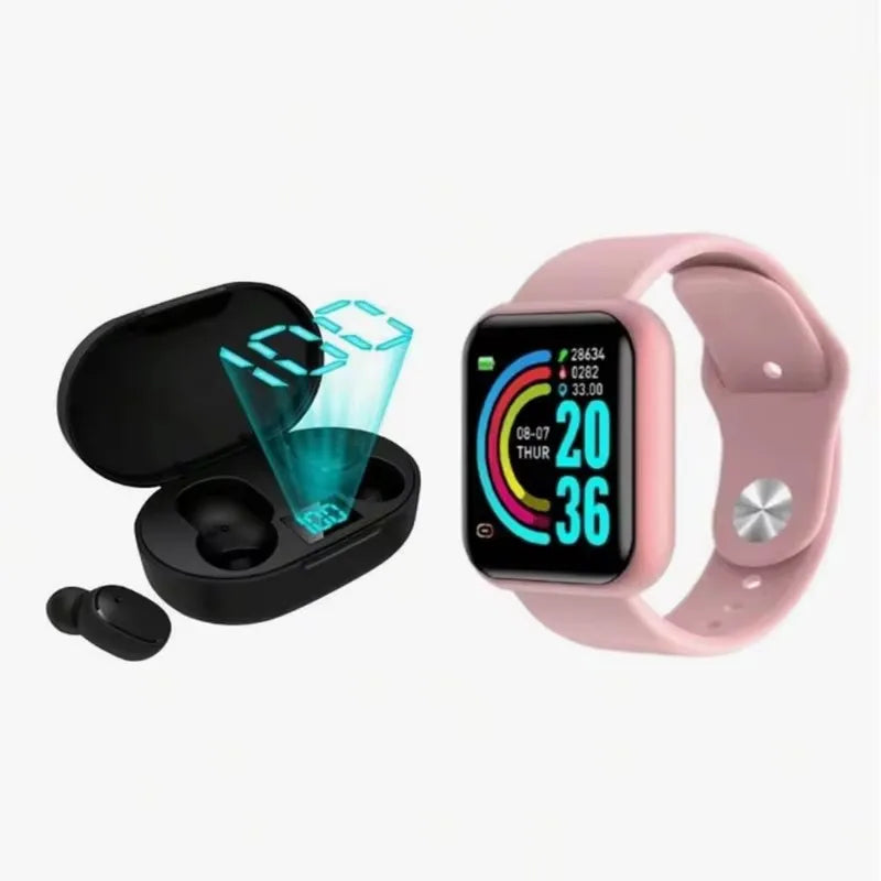 PowerFit Kit™ – Smartwatch D20 + Fones Bluetooth 5.